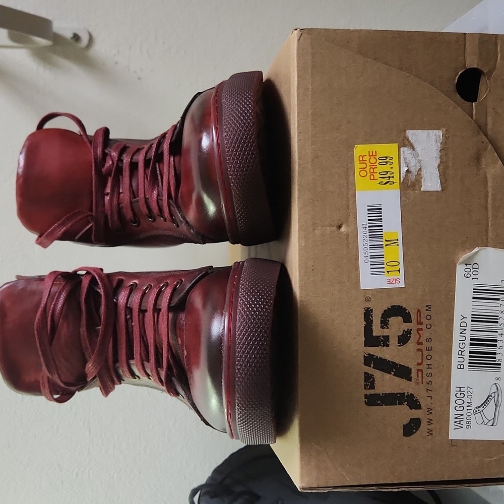 J75 shoes size 10 Burgundy Van Gogh